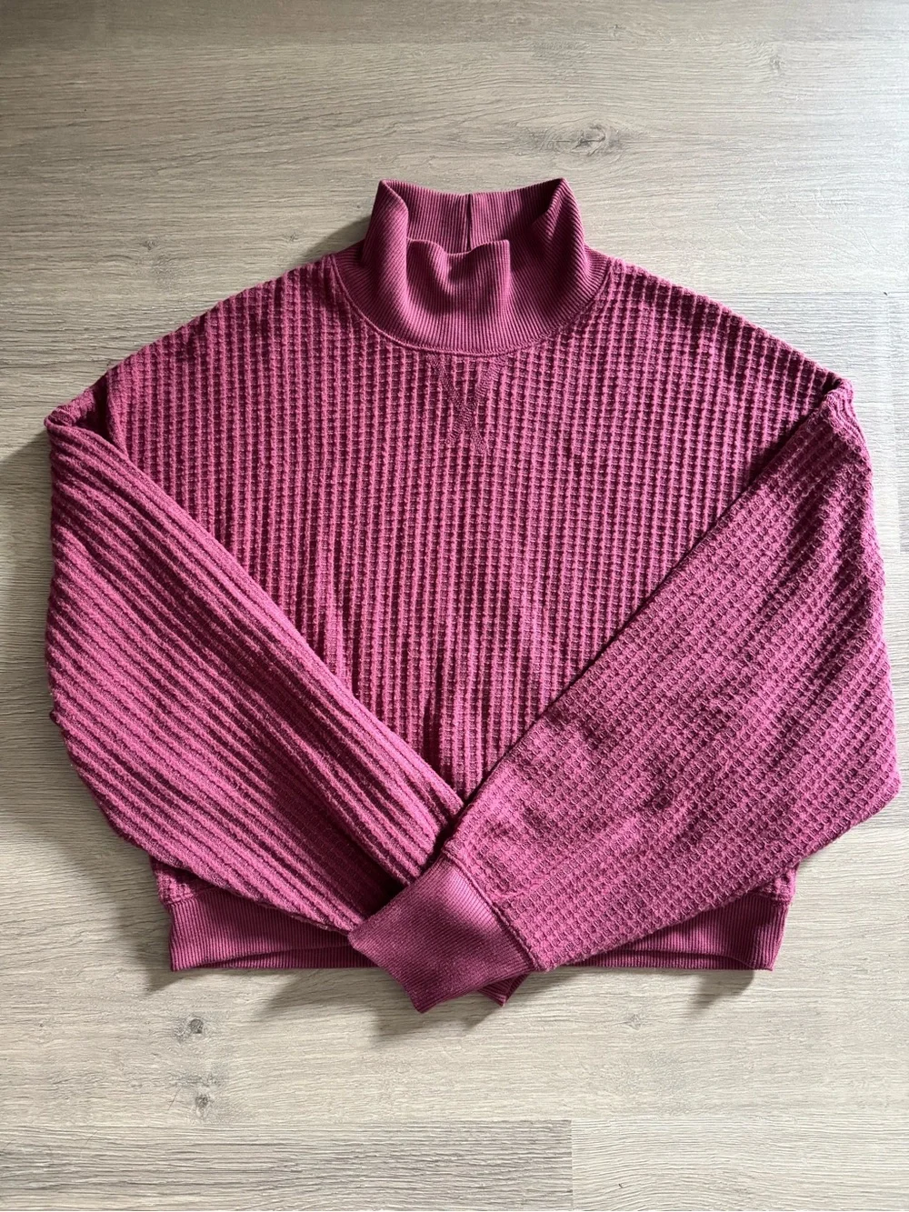 UpWest Rose-Mauve Waffle Turtleneck Sweater